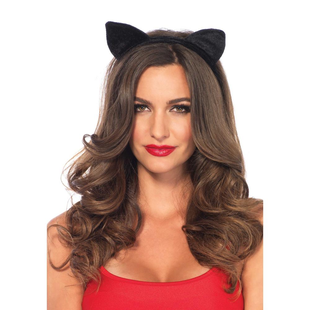 Leg Avenue - Velvet Cat Ohren Haarband - Schwarz